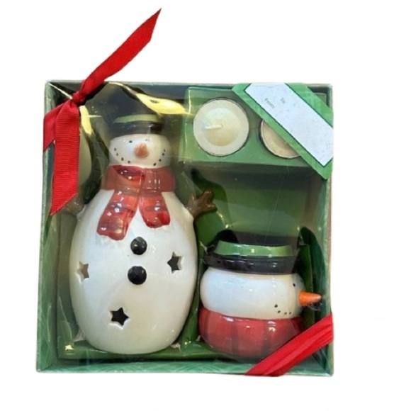 Holiday Time Snowman Tealight Set - Picture 1 of 5
